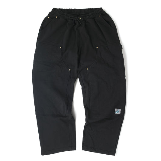 Quilted Double Knee Sweat Pant - Black