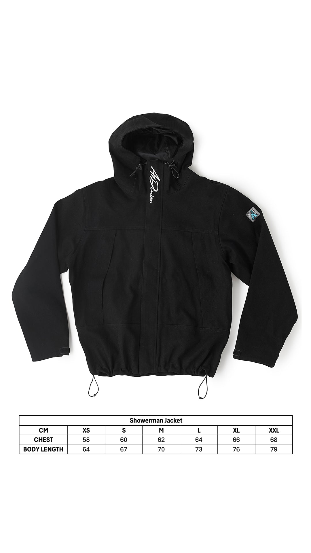 Water Resistant Denim Showerman Jacket - Black