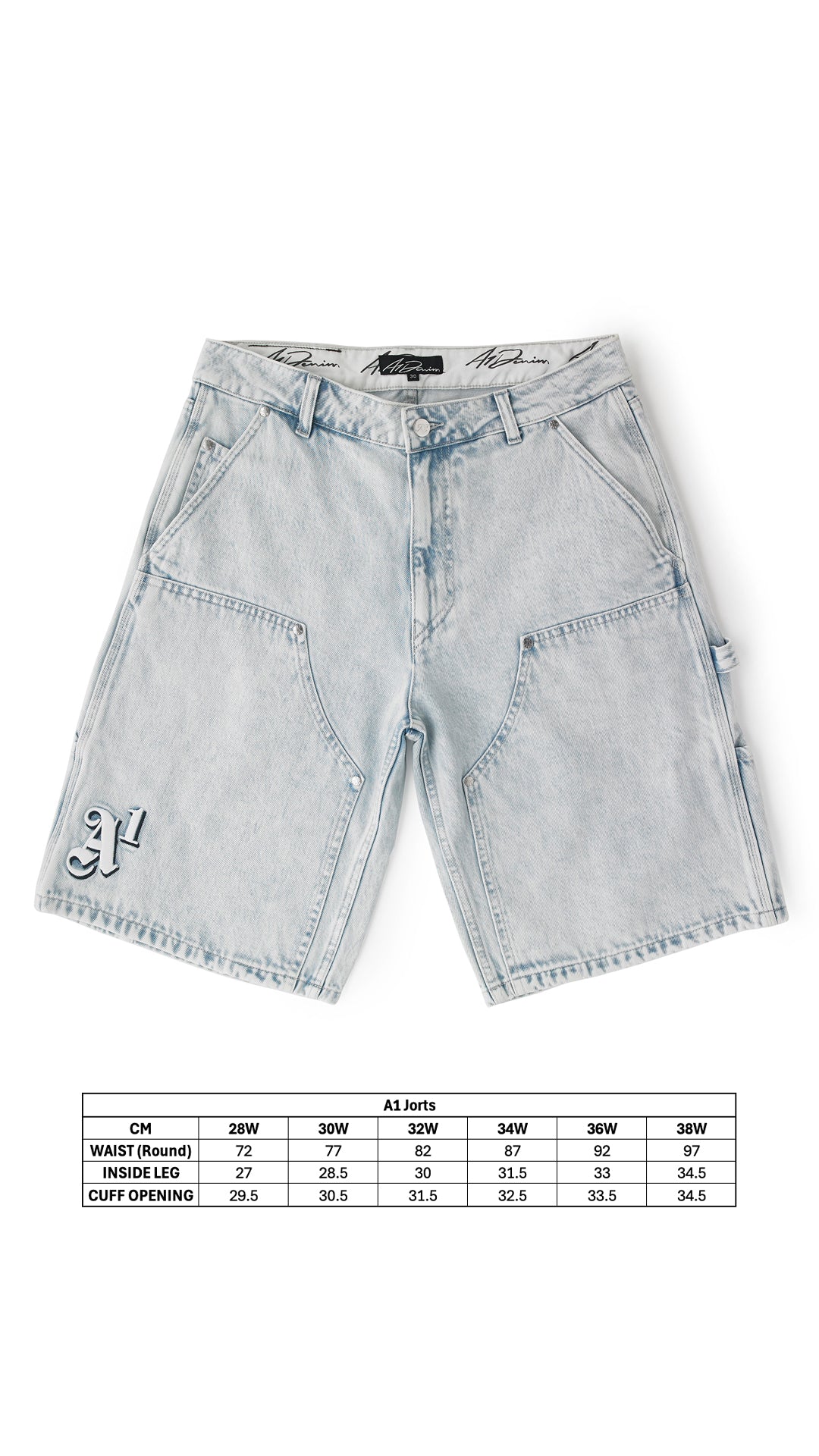 Double Knee Jean Short - Blue