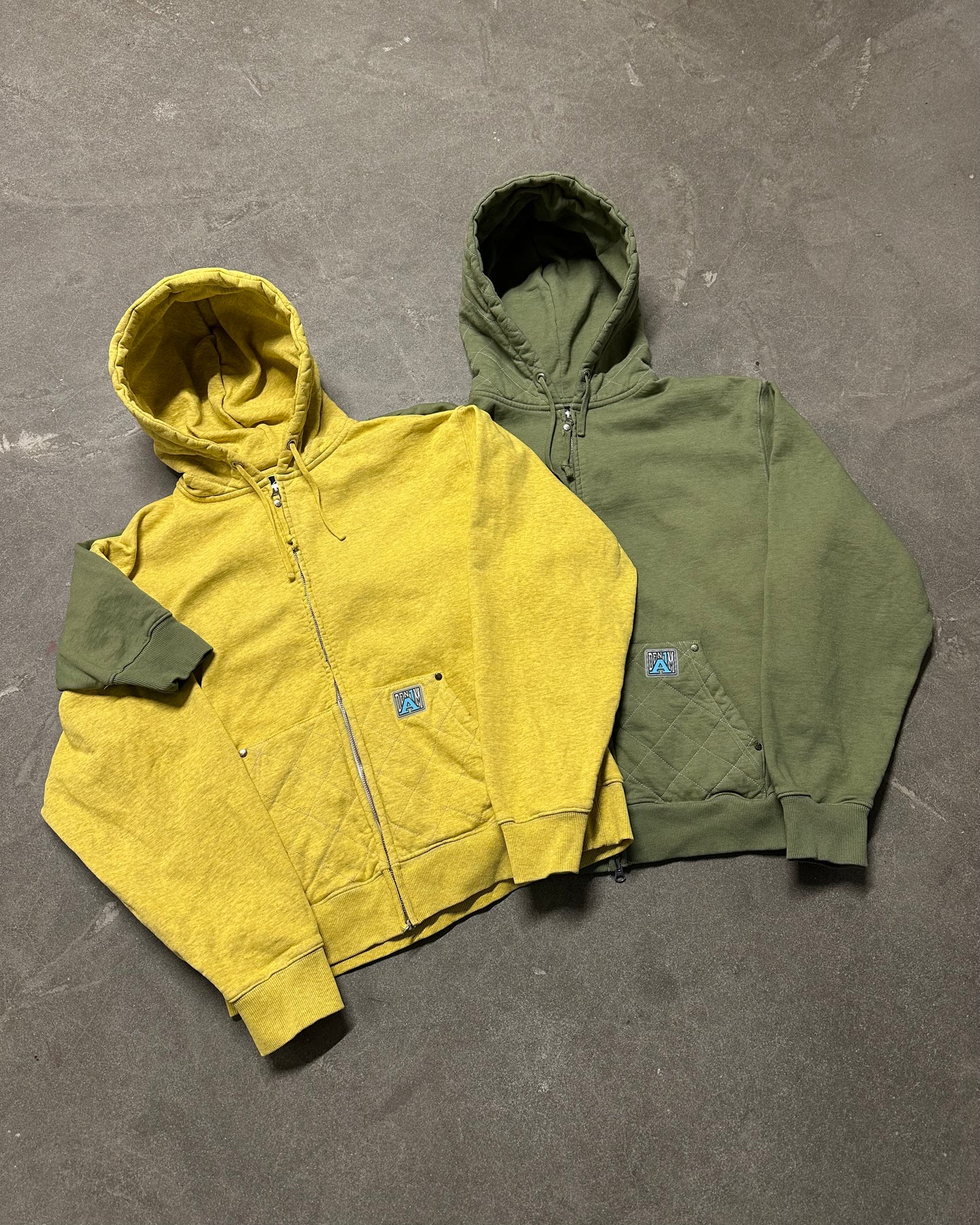 Quilted Double Zip Hood - Overdyed