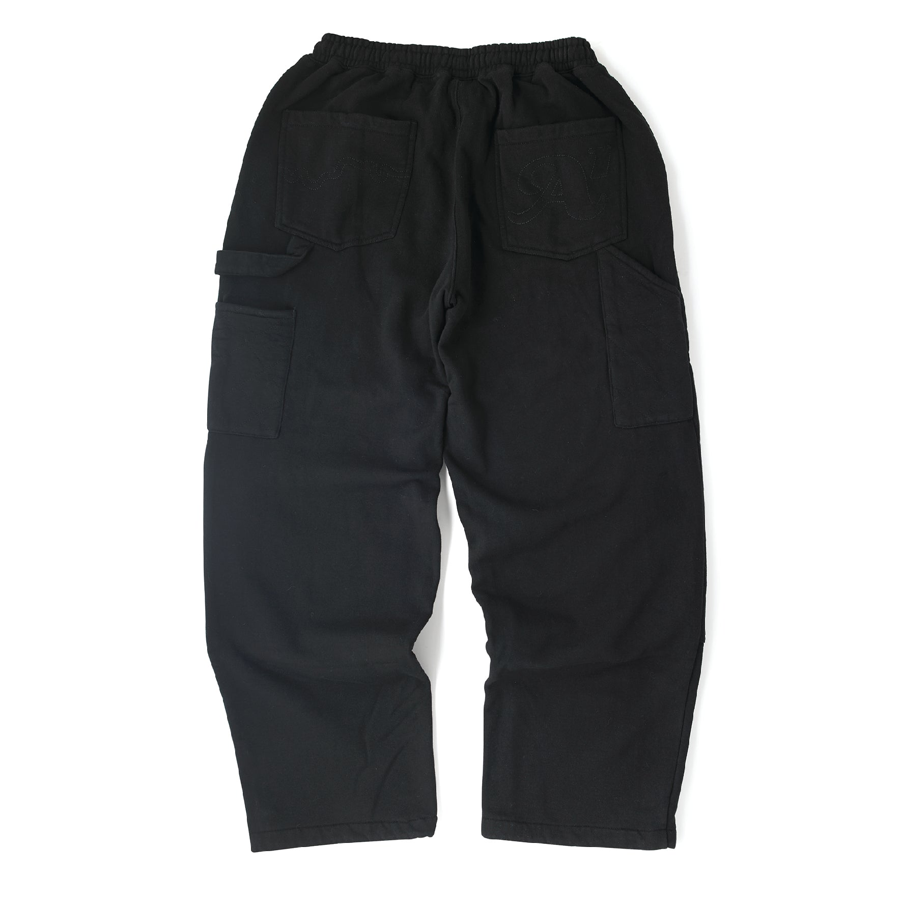 Quilted Double Knee Sweat Pant - Black