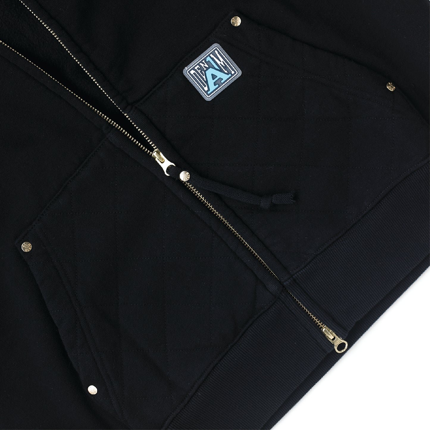 Quilted Double Zip Hood - Black
