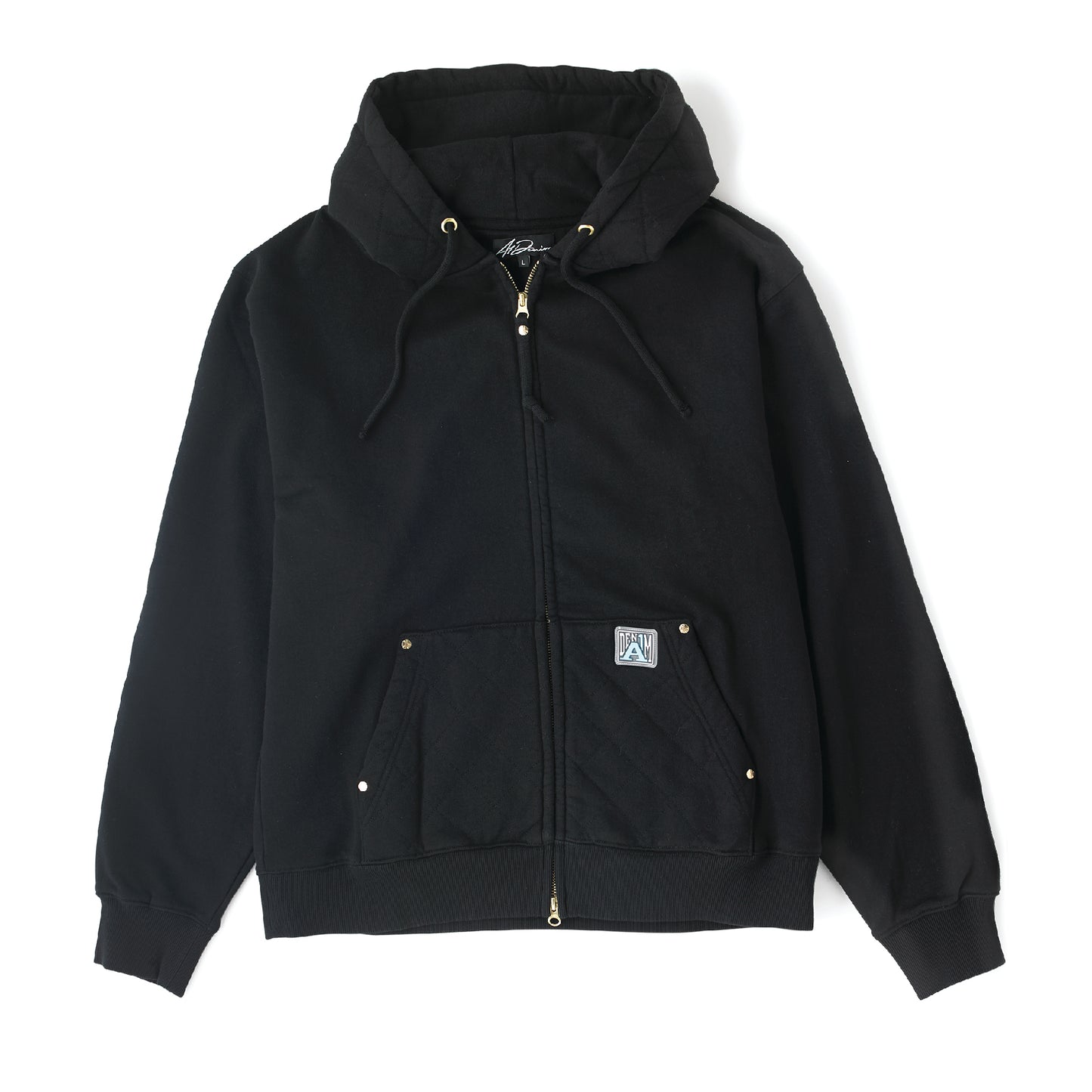 Quilted Double Zip Hood - Black
