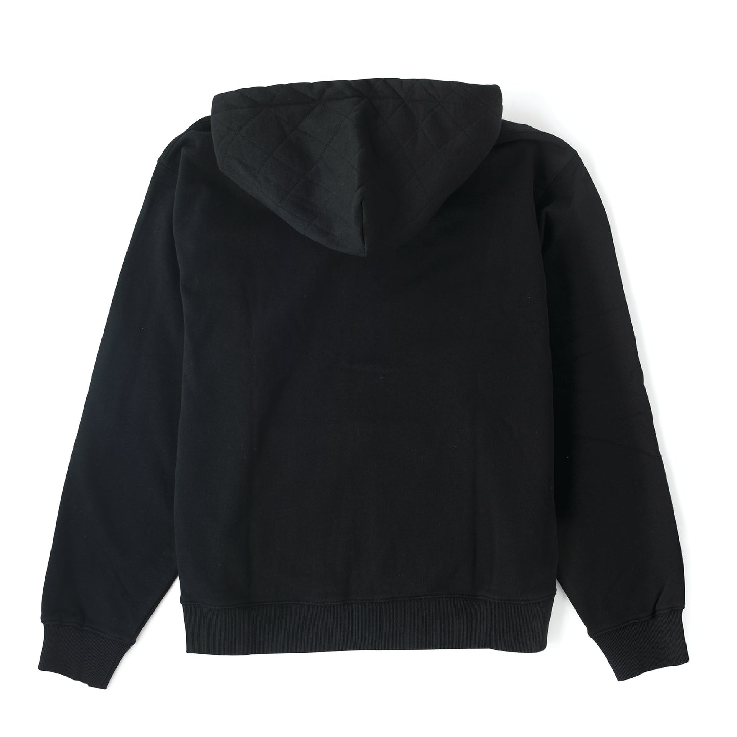 Quilted Double Zip Hood - Black