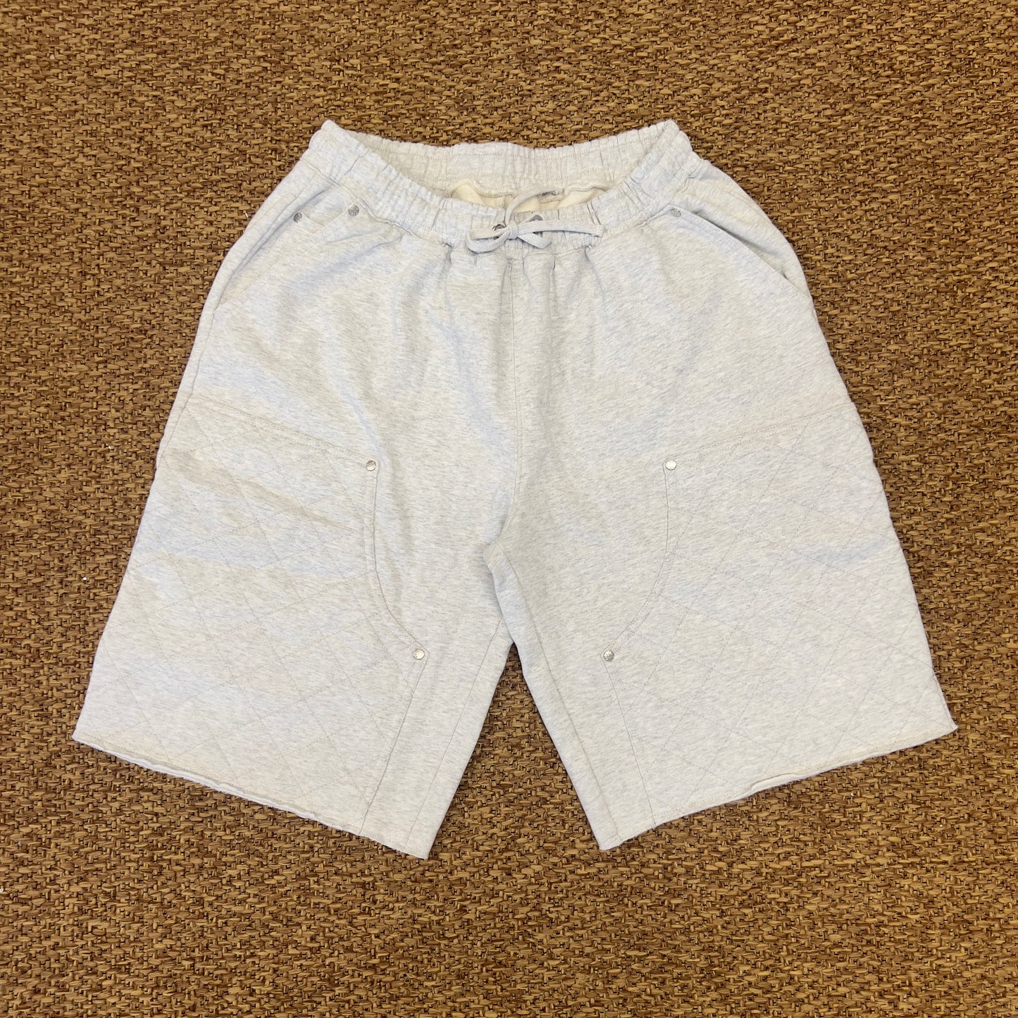 Quilted Double Knee Sweat Short - Grey