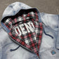 Reversible Hooded Jacket - Light Blue/Tartan