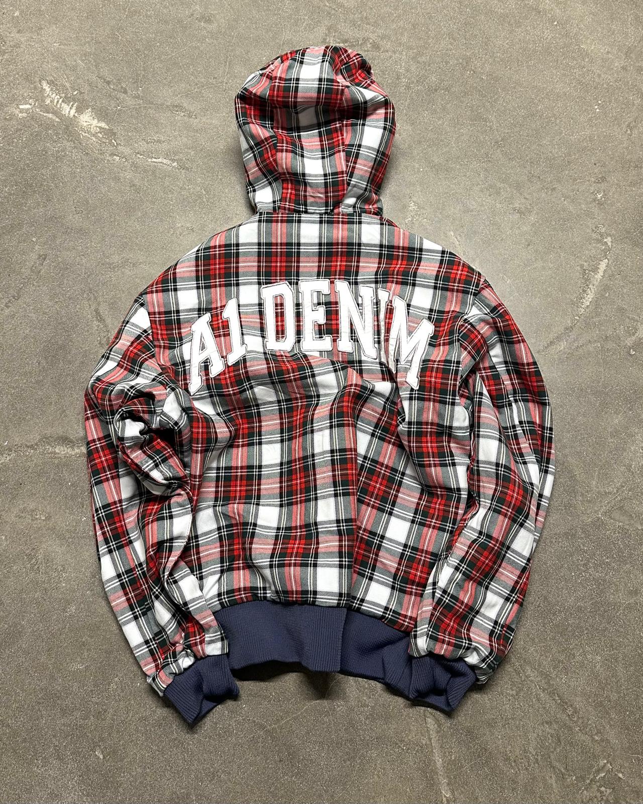 Reversible Hooded Jacket - Light Blue/Tartan
