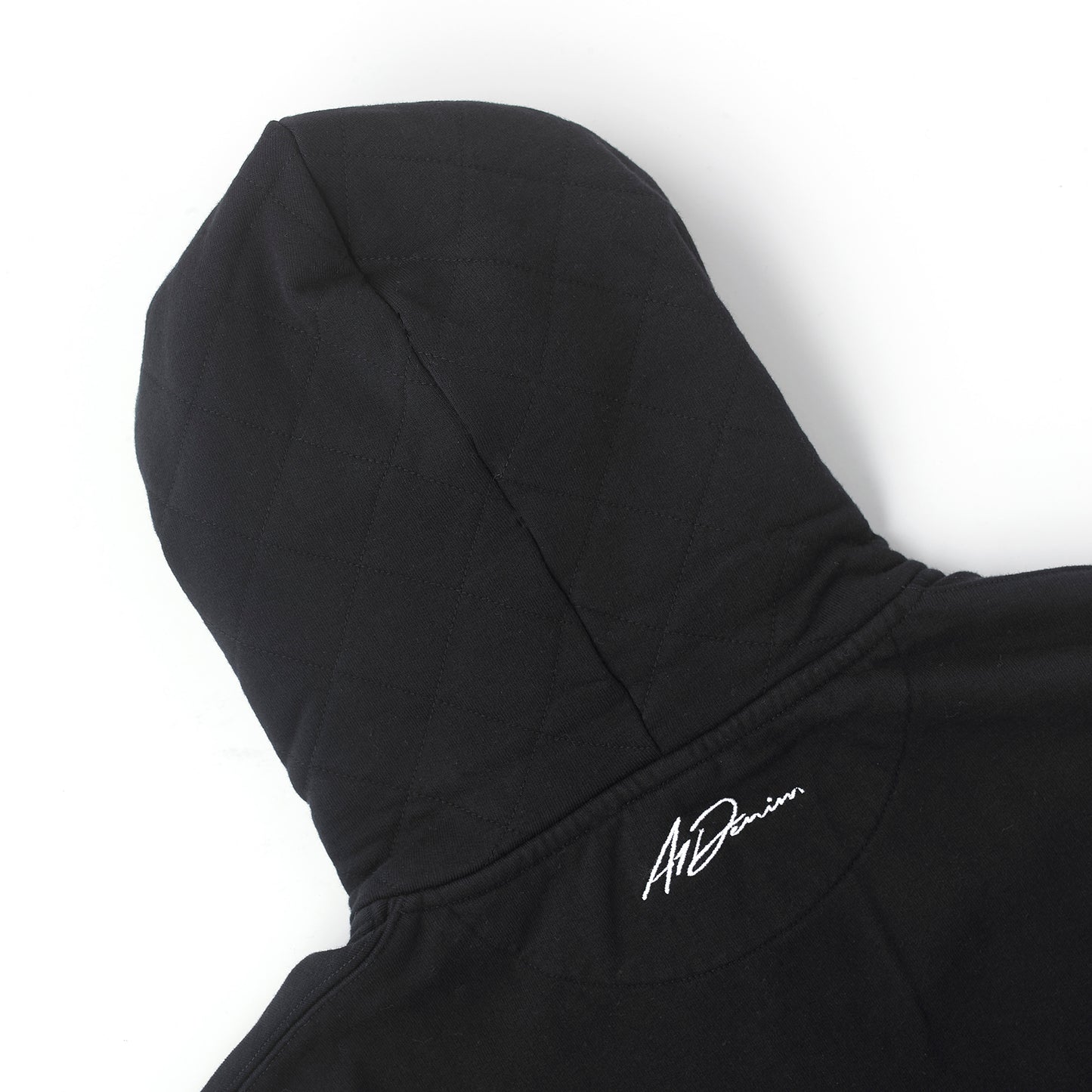 Quilted Double Zip Hood - Black