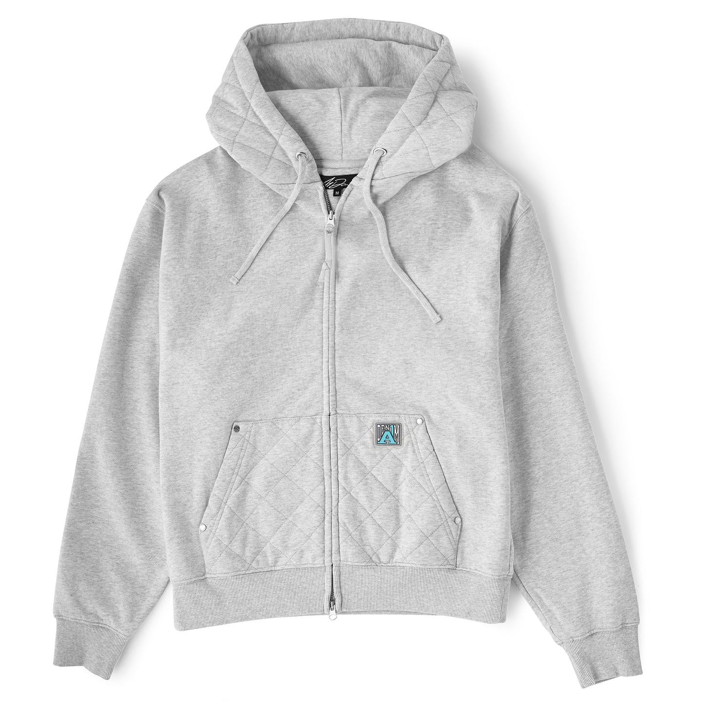 Quilted Double Zip Hood - Grey