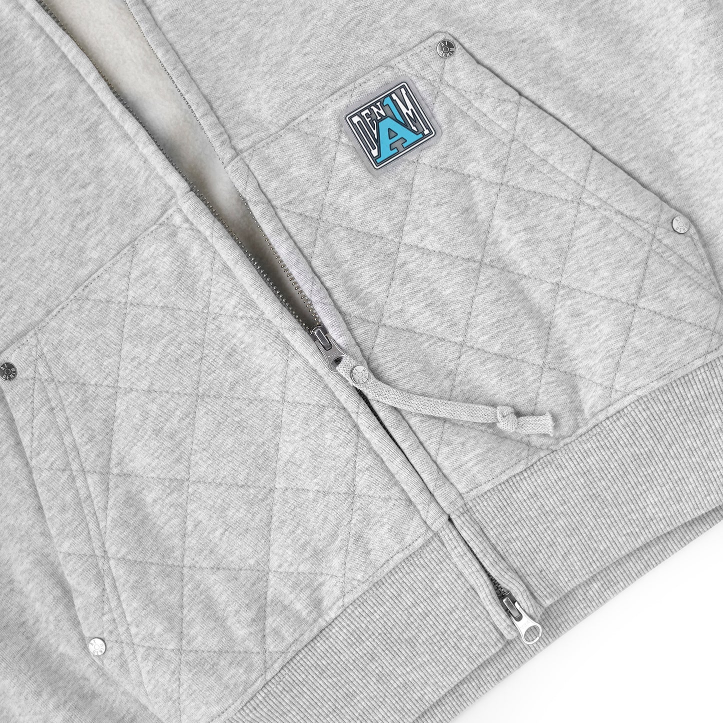Quilted Double Zip Hood - Grey