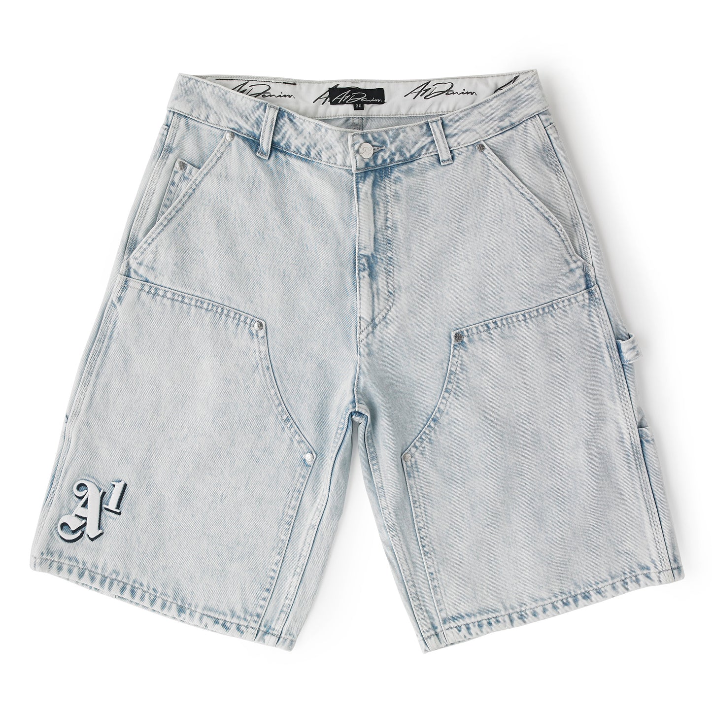 Double Knee Jean Short - Blue